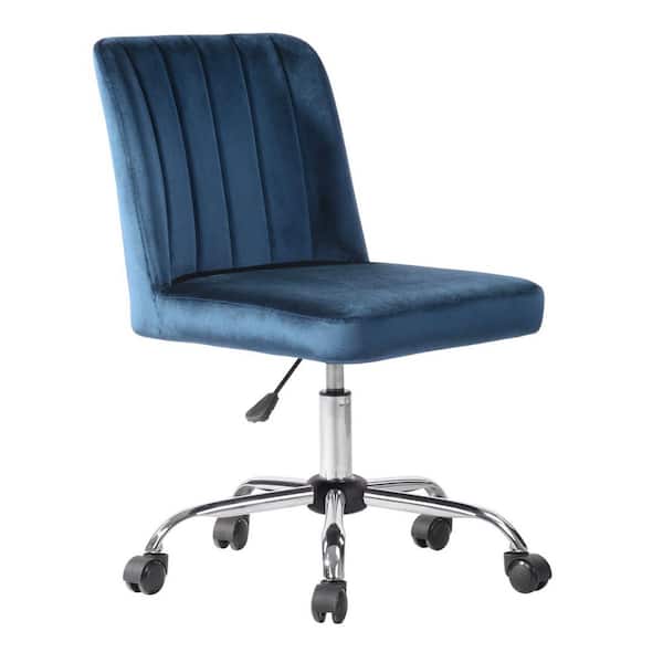 Homy Casa Maker Blue Velvet Seat Task Chair Without Arms