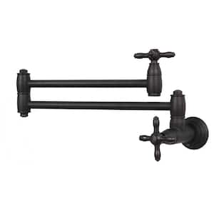 Pot Filler Faucet - Solid Brass Wall Mount Kitchen Faucets with Double Joint Swing Arms, Oil Rubbed Bronze - AK98288N1