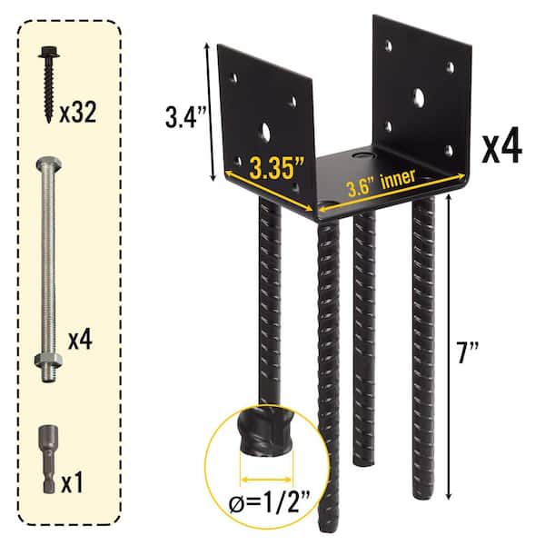 Fence Post Spikes 100mm 4" 100mm Heavy Duty Galvanised Fence Post Spike (6 Angle Brackets - View #9