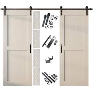 32 in. x 80 in. 5-in-1 Design Tinsmith Gray Double Pine Wood Interior Sliding Barn Door with Hardware Kit, Non-Bypass