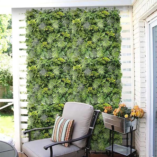 40 in. H x 40 in. W Plastic Artificial Ivy Boxwood Hedge Privacy Garden Fence for Home Backyard Garden, 8 Mixed Leaves