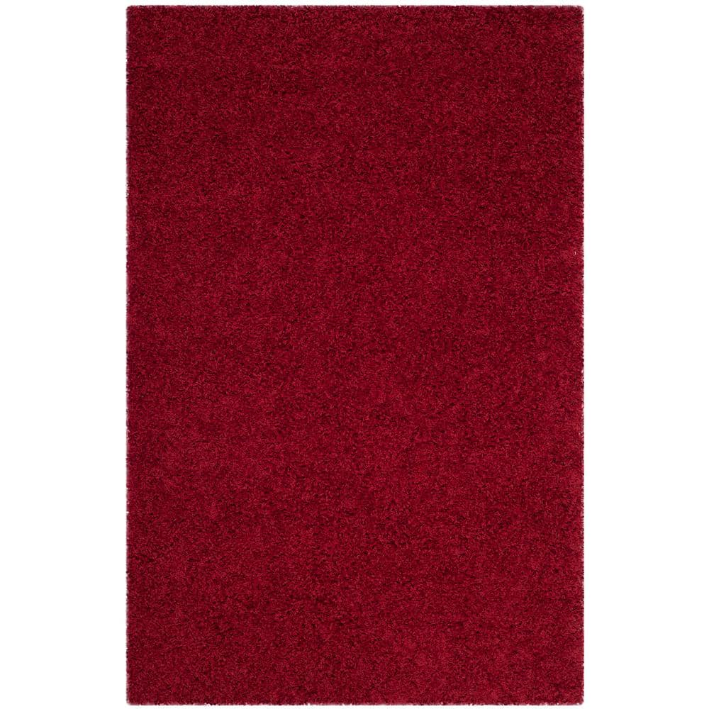 Athens Red Synthetic Shag Area Rug, 3' x 5'