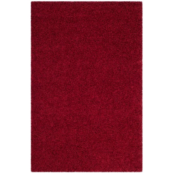 SAFAVIEH Athens Shag Red Doormat 3 ft. x 5 ft. Solid Area Rug