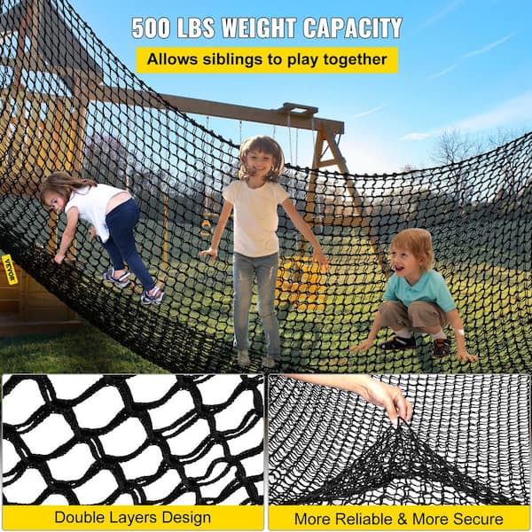 VEVOR Climbing Cargo Net, 6.6 x 10.5 ft Playground Climbing Cargo Net,  Polyester Double Layers Cargo