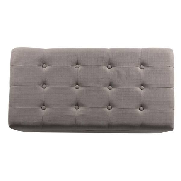 Homepop Large Tufted Gray Textured Solid Bench with Storage 18 in Height x  40 in Width X 20 in Depth K6189-F1370 The Home Depot