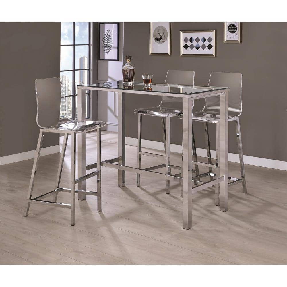 Clear Acrylic and Chrome 30" Modern Bar Stools, Set of 2