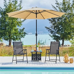 Patio Black Folding Steel Outdoor Dining Chair Set of 4
