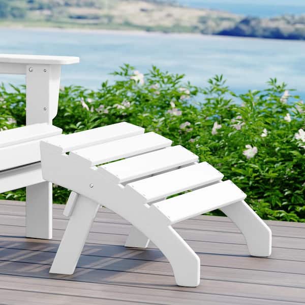 Altura White Plastic Outdoor Patio Weather Proof Folding Ottoman for Adirondack Chair