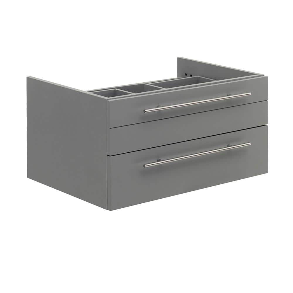 29'' Gray Solid Wood & MDF Modern Wall-Mounted Vanity Cabinet