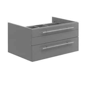 Lucera 30 in. W Wall Hung Vessel Sink Bath Vanity Cabinet Only in Gray