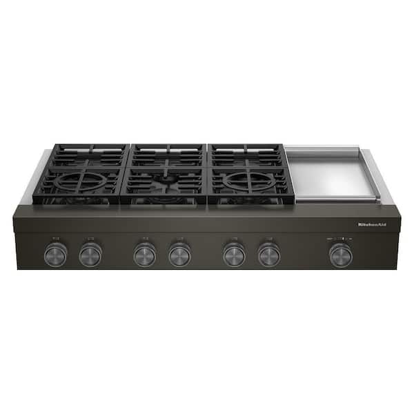 48 in. 6 Burners Commercial-Style Gas Cooktop in Black Ore with Griddle