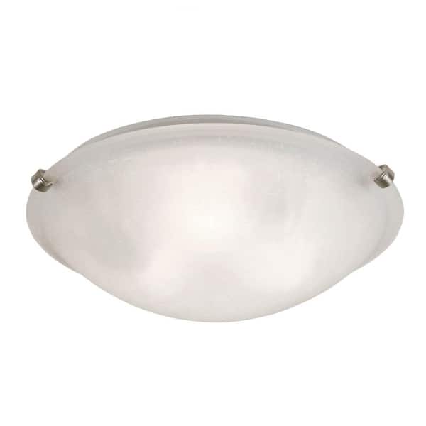 Bel Air Lighting Constellation 16 in. 3-Light Brushed Nickel Flush Mount Ceiling Light Fixture with Frosted Linen Texture Glass Shade