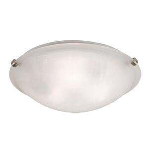 Constellation 16 in. 3-Light Brushed Nickel Flush Mount Kitchen Ceiling Light Fixture with Linen Glass Shade