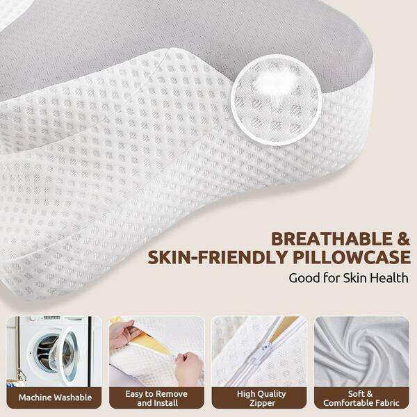 Ergonomic Memory Foam Contour Neck Support Pillows with Breathable