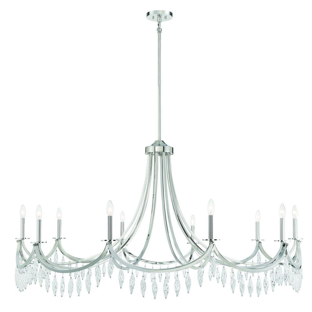 Kameron 10-Light Polished Nickel and Crystal Chandelier