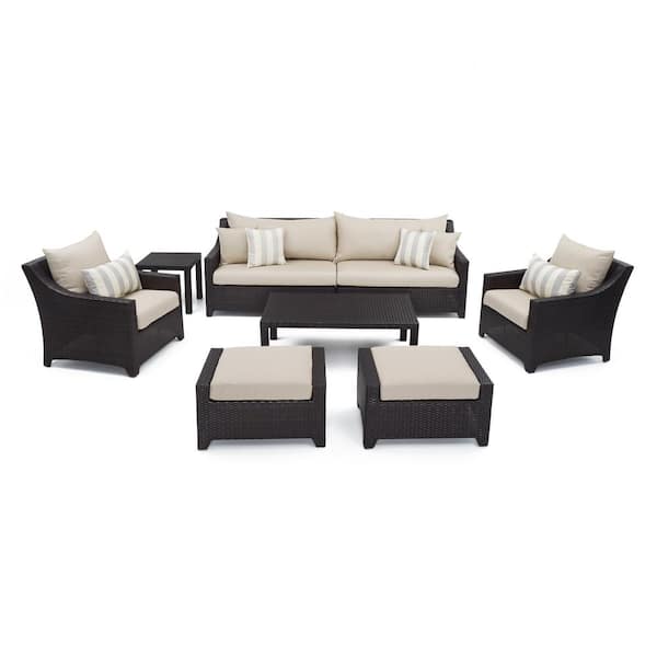 RST Brands Deco 8-Piece All-Weather Wicker Patio Sofa and Club Chair Seating Set with Slate Grey Cushions