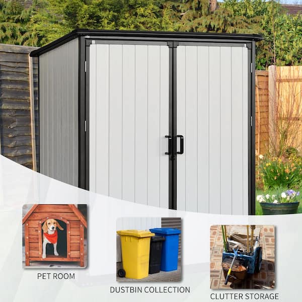 5 ft. W x 3 ft. D White Plastic Outdoor Storage Shed with Double Door (15 sq. ft.)