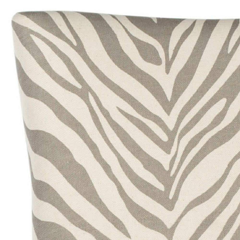 Gray Linen Upholstered High Back Side Chair with Wood Legs