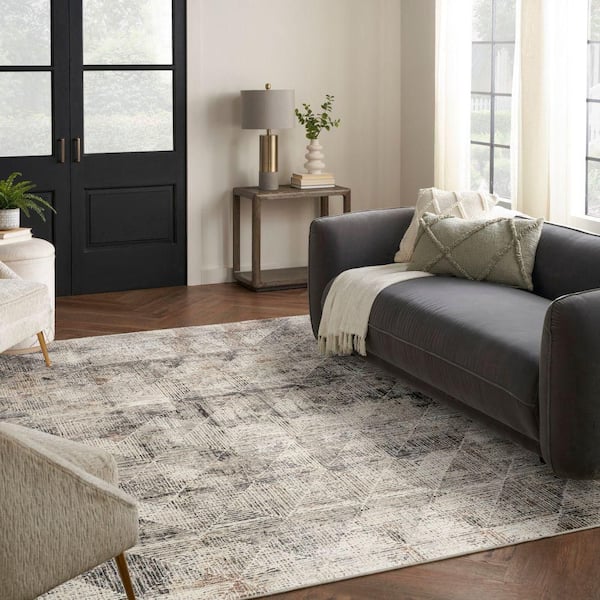 Eco-Friendly Ivory Multicolor 9 ft. x 12 ft. Abstract Contemporary Area Rug