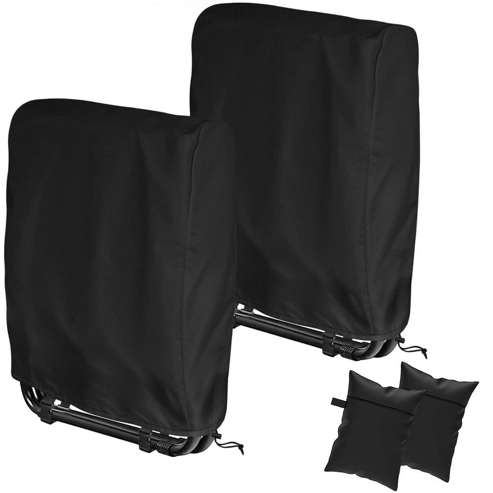 Black Waterproof Outdoor Zero Gravity Folding Chair Cover with Storage Bag (2-Pack) -  Angel Sar, QRUX3970