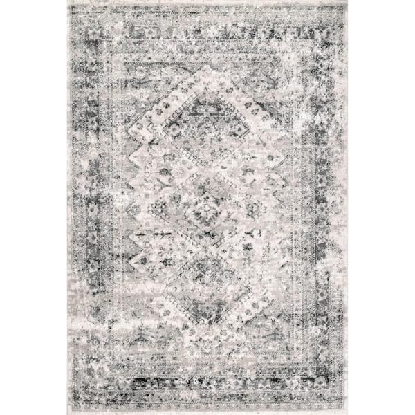 Vintage Speckled Shaunte Doormat 3 ft. x 5 ft. Silver Area Rug
