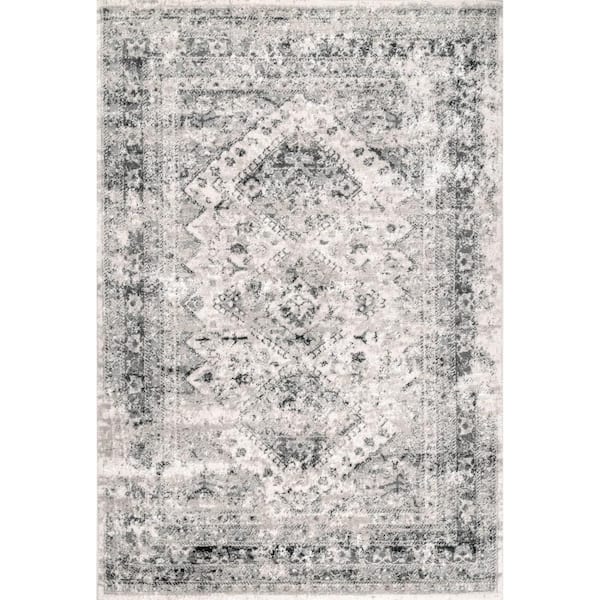 nuLOOM Shaunte Faded Vintage 7 ft. x 9 ft. Silver Area Rug