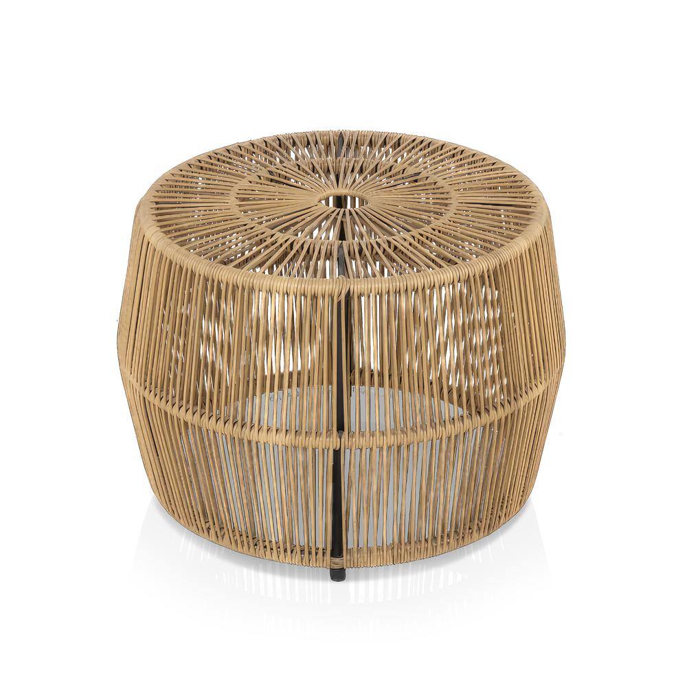 MUSE & LOUNGE Ysar Natural Brown Boho Round Metal Outdoor