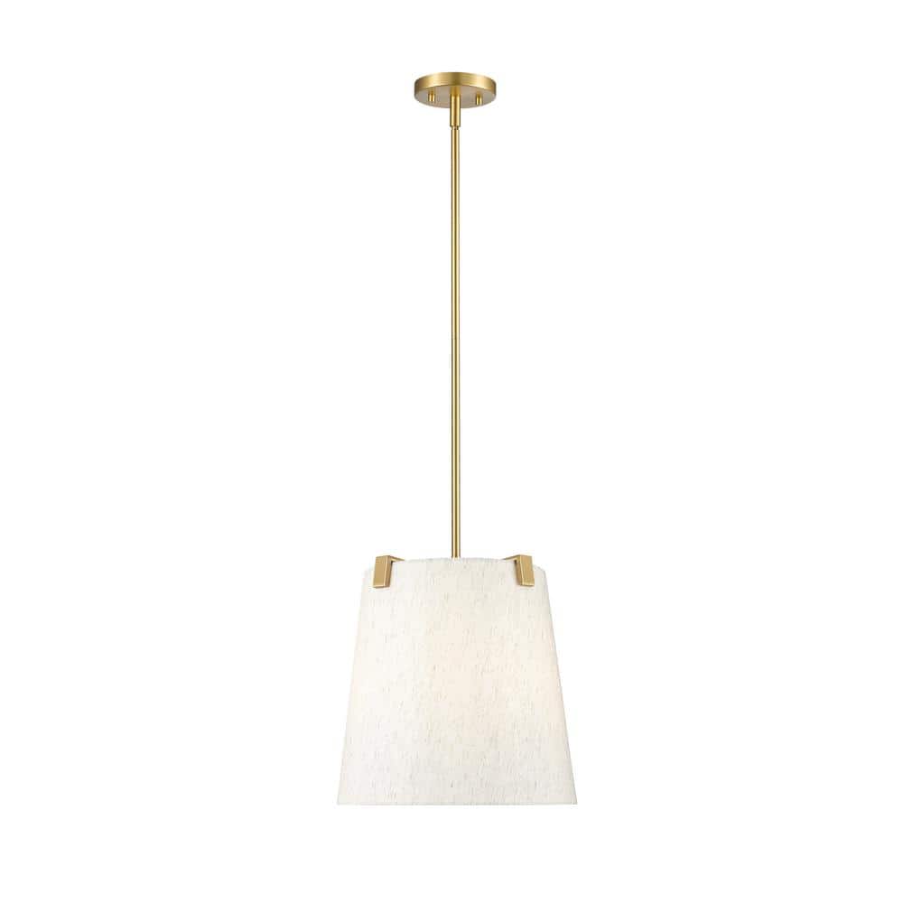 Weston 13" Modern Gold Steel Pendant Light with Cream Shade