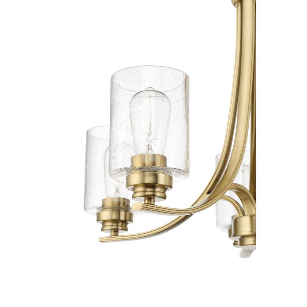 Elegant Satin Brass 5-Light Chandelier with Clear Seeded Glass
