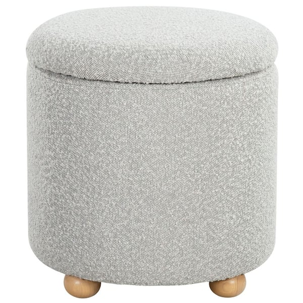 SAFAVIEH Becka Gray/Natural Polyester Boucle Round Storage Small