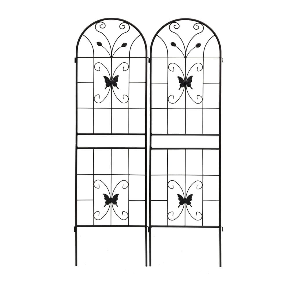 71 in. Black Powder-Coated Metal Garden Trellis for Climbing Plants Outdoor Rustproof Flower Support price history on PriceWatchPro
