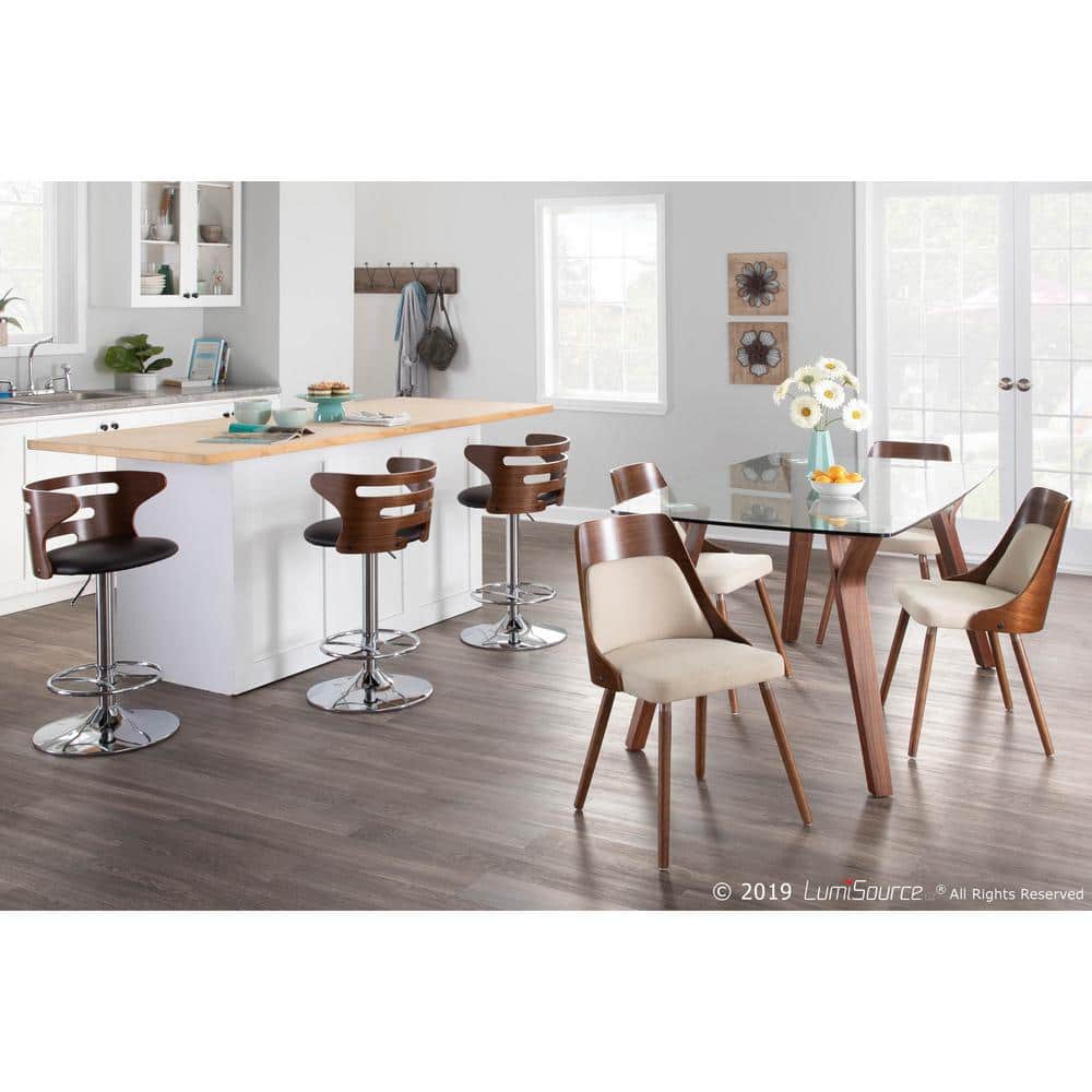 Scandinavian Walnut and Cream Upholstered Side Chair