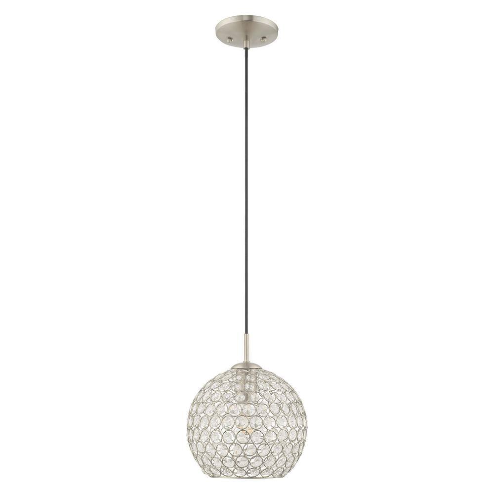 Cassandra Brushed Nickel Mini Globe Pendant with Clear Crystals
