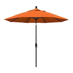 9 ft. Bronze Aluminum Pole Market Aluminum Ribs Collar Tilt Crank Lift Patio Umbrella in Tuscan Sunbrella