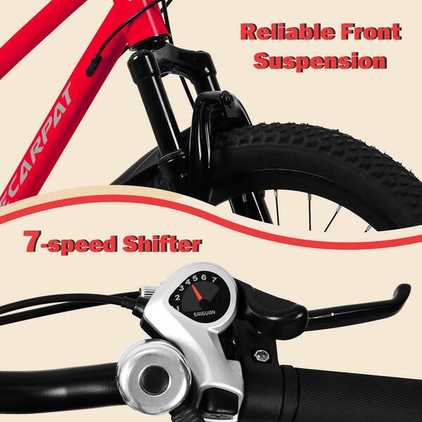 Cesicia 20 in. Red Steel Mountain Kids Bike with Front Suspension