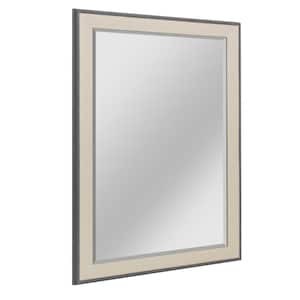 33.5 in. H x 27.5 in. W Classic Textured Mat Lined Gray Rectangle Framed Beveled Glass Accent Wall Mirror