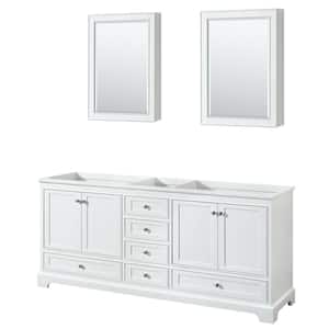 Deborah 79 in. W x 21.625 in. D Vanity Cabinet with Medicine Cabinets in White