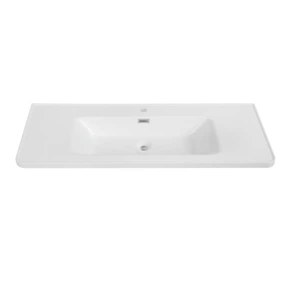 Streamline 47.2 in. W x 18.9 in. D Solid Surface Resin Vanity Top in White