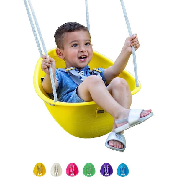 FLYBAR Yellow Swurfer Coconut Toddler Baby Swing, Comfy 3- Point