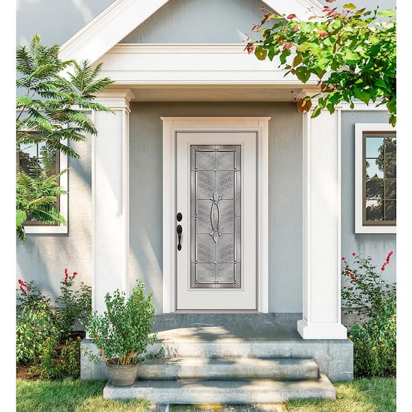 36 in. x 80 in. Full Lite Blakely Primed Steel Prehung Right-Hand Inswing Front Door w/Brickmould