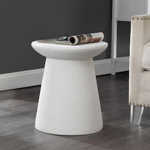 Hollie 18 in. Minimalist Modern Drum Accent Table Pedestal, White Frosted