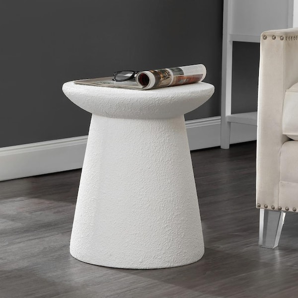JONATHAN Y Hollie 18 in. Minimalist Modern Drum Accent Table Pedestal, White Frosted