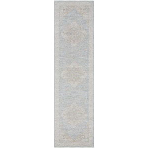 Avant Garde 10 ft. x 11 ft. Light Blue Border Indoor Runner