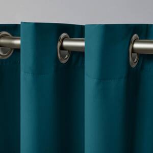 Academy Sapphire Teal Solid Blackout Grommet Top Curtain, 52 in. W x 63 in. L (Set of 2)