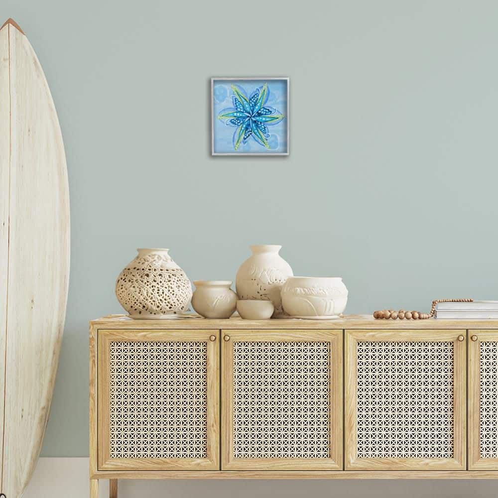 Star Shaped Abstract Flower by Liz Jardine Gray Framed Nature Giclee Art Print 12 in. x 12 in. price history on PriceWatchPro