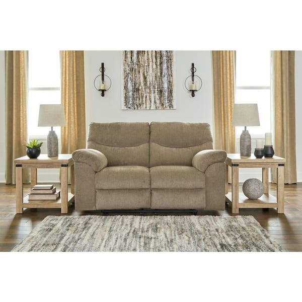 Alphons 70 in. Solid Polyester 2-Seater Reclining Loveseat in Beige