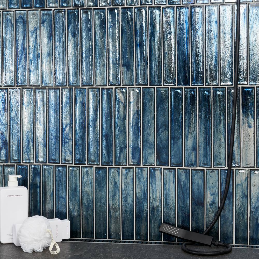 Apollo Brick Polished Blue Glass Subway Wall Tile