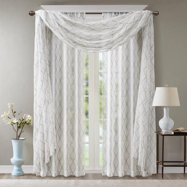 Grey sheer window scarf discount