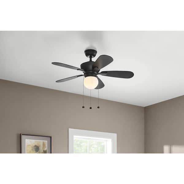 Loomis 44 in. LED Indoor Matte Black Ceiling Fan with Light and Star Projecting Uplight Included