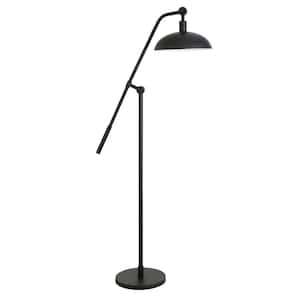 62 in. Black 1 1-Way (On/Off) Standard Floor Lamp for Living Room with Metal Dome Shade